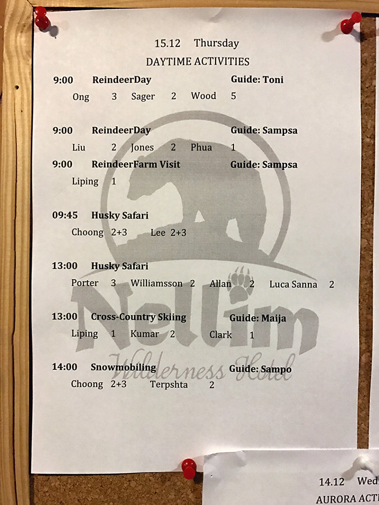 Tomorrow's schedule